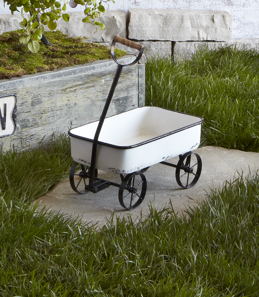 Black & White Enamel Wagon by Ganz 158316