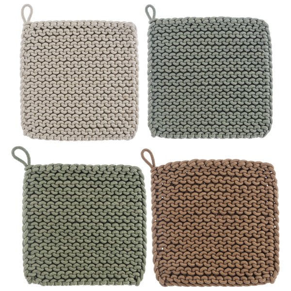 Cotton Crochet Pot Holder (4pc set) by Ganz CB185974