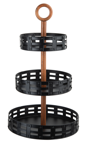 Black Three-Tier Open Weave Stand by Ganz CB183194