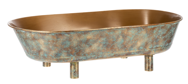 Gold Patina Oval Mod Tub Planter on Stand (2pc set) by Ganz CG179445