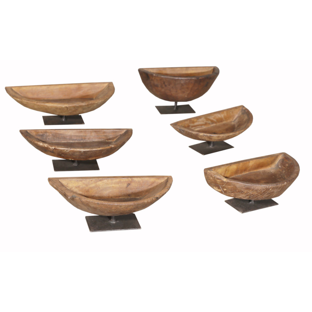 Handcrafted Teak Wood Bowl with Iron Stand
