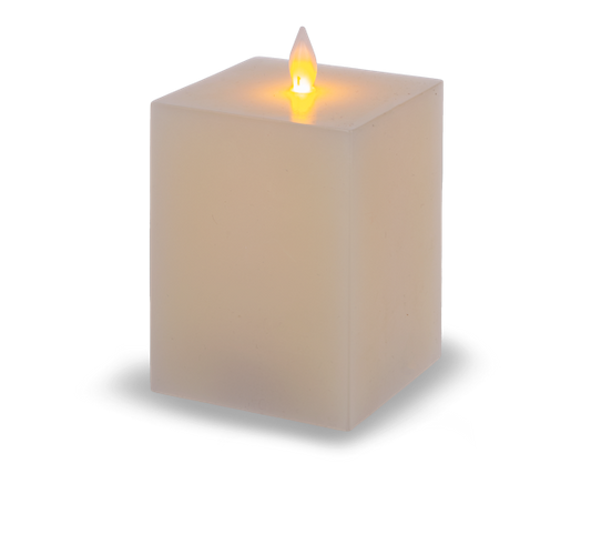 Square Ivory LED Wax Pillar Candle by Ganz ARDP1438