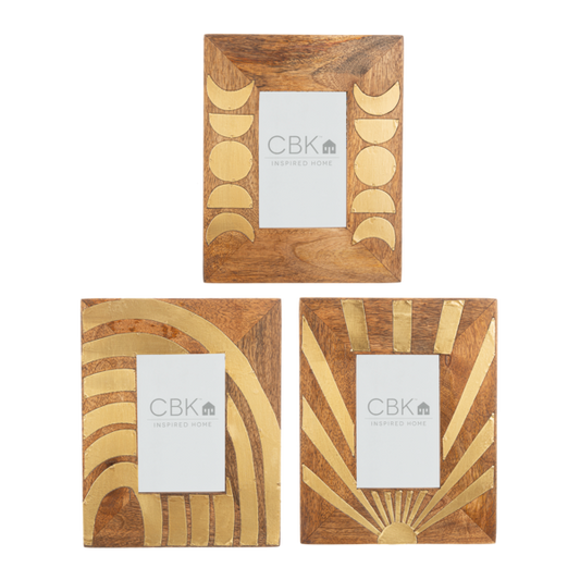 Sun, Rainbow & Moon Brass Inlay 4x6 Frame by Ganz CB17923
