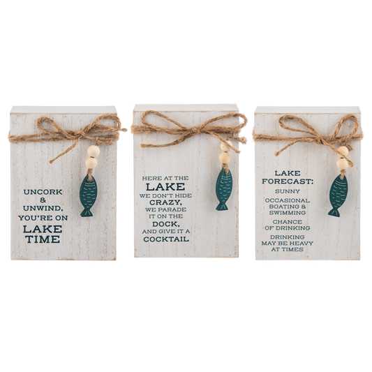 Lake Humor Message Block with Beaded Fish by Ganz CB187301